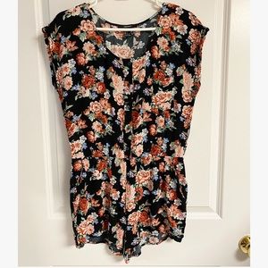 Forever 21 Colorful Floral Print Black Romper